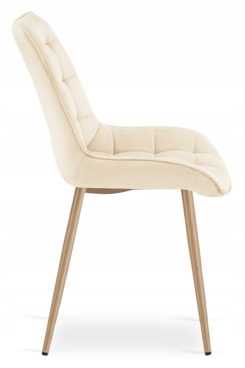 Krzesło BERA - aksamit beż jasny / nogi dąb x 1