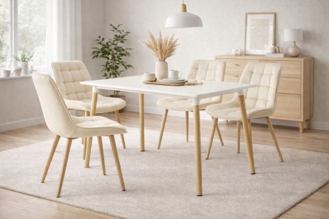 Krzesło BERA - aksamit beż jasny / nogi dąb x 1