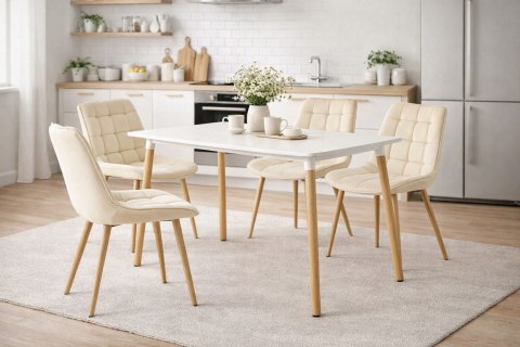 Krzesło BERA - aksamit beż jasny / nogi dąb x 1