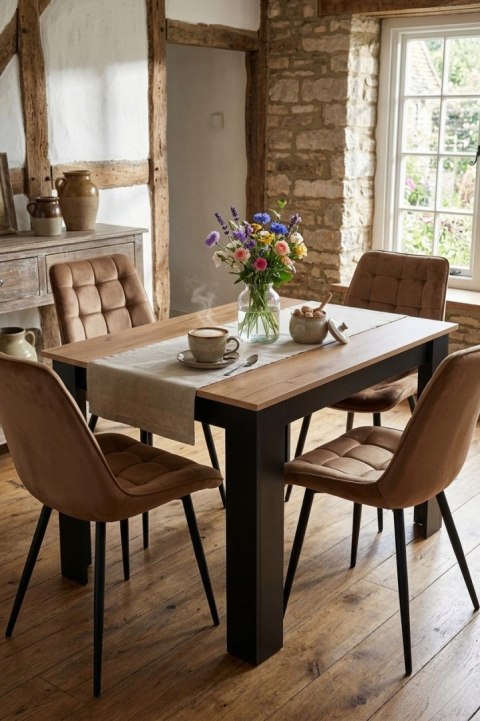 Krzesło BERA - aksamit brąz / nogi czarne x 1