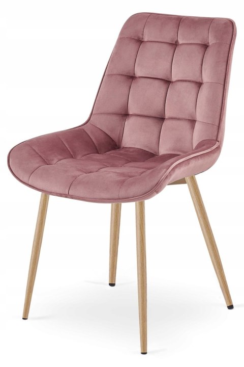 Krzesło BERA - aksamit róż ciemny / nogi dąb x 3