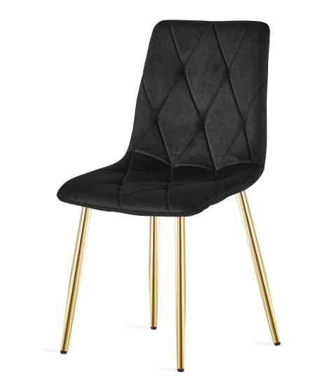 Krzesło LIBRA - czarny aksamit / nogi kolor złoty x 3