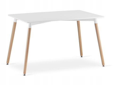 Zestaw Stół ADRIA 120cm x 80cm - biały + 4 krzesła WAT szare / nogi naturalne
