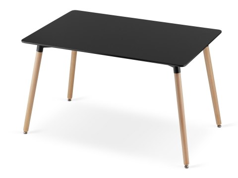 Zestaw Stół ADRIA 120cm x 80cm - czarny + 4 krzesła WAT czarne / nogi naturalne