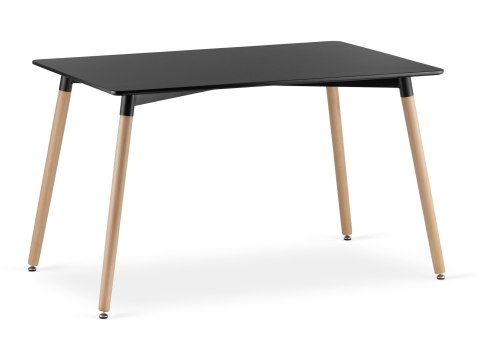 Zestaw Stół ADRIA 120cm x 80cm - czarny + 4 krzesła WAT czarne / nogi naturalne