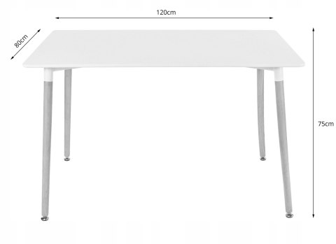 Zestaw Stół ADRIA 120cm x 80cm - czarny + 4 krzesła WAT czarne / nogi naturalne
