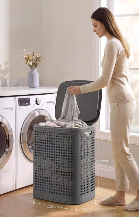 Kosz na pranie 75l szary - RLH021G101