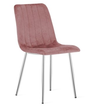 Krzesło LAVA - aksamit róż ciemny / nogi chrom x 1