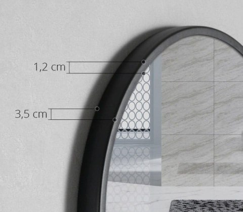 Lustro okrągłe z półką 80cm czarne