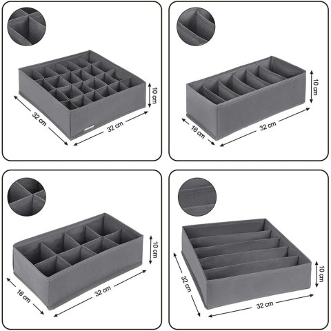 Organizer na bieliznę szary 4 sztuki