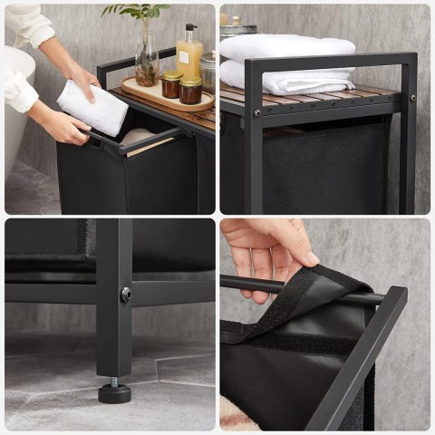 Kosz na pranie 2 komory loft szary