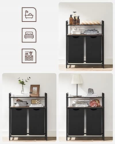 kosz na pranie dwie komory z półką loft