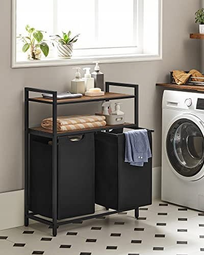 kosz na pranie dwie komory z półką loft