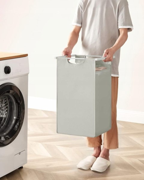 Kosz na pranie 3 komory szary biały stelaż