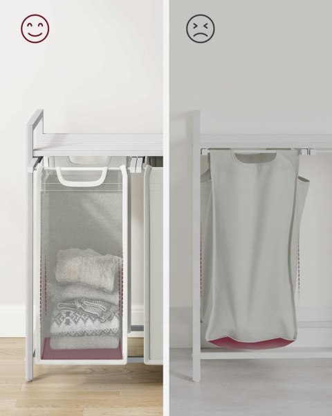 Kosz na pranie 3 komory szary biały stelaż