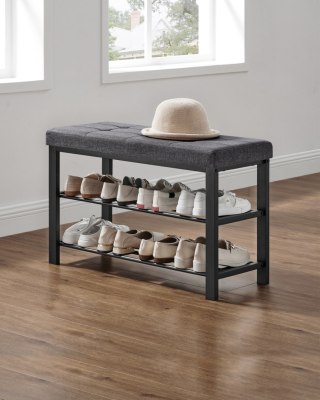 REGAŁ SZAFKA NA BUTY Z SIEDZISKIEM LOFT CZARNO- SZARA