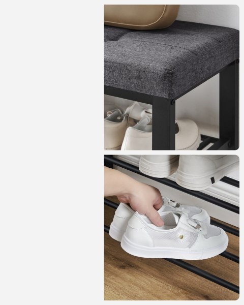 REGAŁ SZAFKA NA BUTY Z SIEDZISKIEM LOFT CZARNO- SZARA