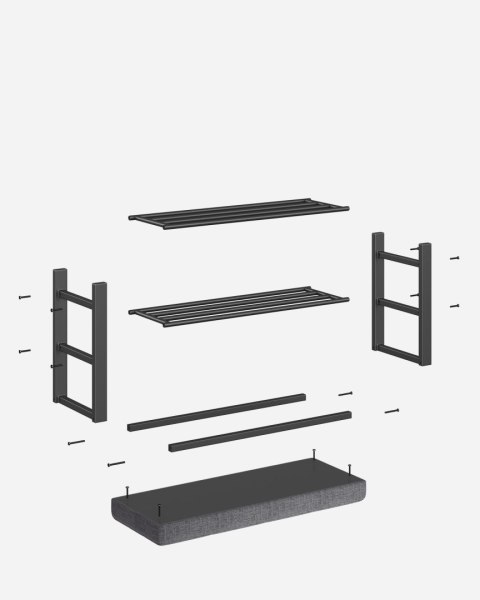 REGAŁ SZAFKA NA BUTY Z SIEDZISKIEM LOFT CZARNO- SZARA